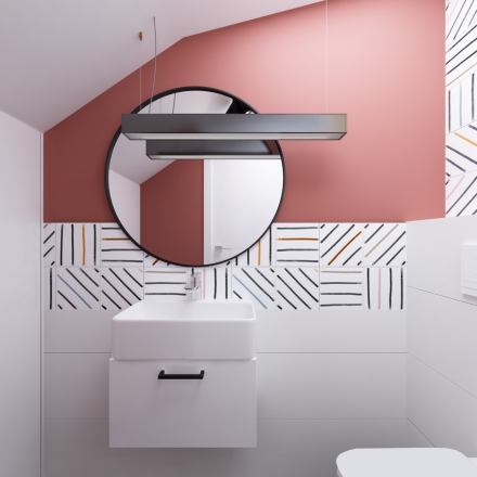 projektowanie wnętrz wc z kolorową ścianą