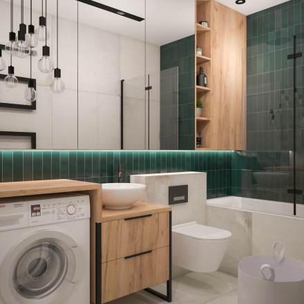 zielona łazienka autorstwa projektant wnętrz M.Podobińska